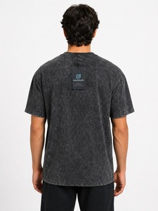 T-shirt tricoté délavé à l'acide pour homme, 100 % coton, respirant, écologique, décontracté, longueur normale, manches courtes - Product Image 2