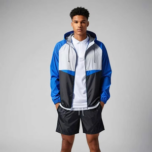 OEM Custom logo Reflective Jogging Nylon Tracksuit Mens Windbreaker Tracksuit Nylon Sets White Pipping Stripes for Men - Product Image 3