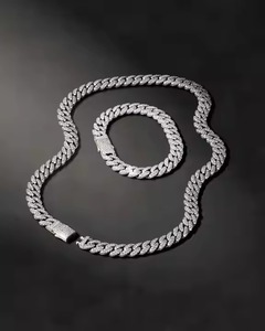 Trendy Unisex Luxury White <b>Gold</b> Cuban Link Chain VVS Studded Diamond <b>Tester</b> Check Moissanite for Wedding - Product Image 2