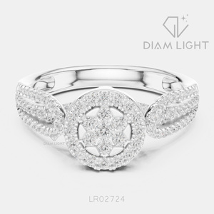 Bague de fiançailles et d'anniversaire en or blanc 14 carats avec diamant de laboratoire certifié IGI, taille ronde 0,597 carat, bijoux fins - Product Image 1