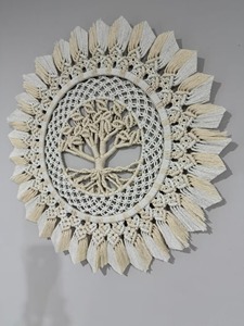 งานฝีมือแขวนผนังรูปต้นไม้ครอบครัวสีขาว ทำจากเชือกมาคราเม่ สไตล์โบโฮ เหมาะสำหรับตกแต่งห้องนั่งเล่น ห้องนอน และบ้าน นำเข้าจากอินเดีย - Product Image 5