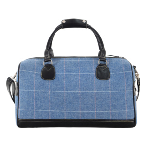 Sac de voyage week-end en laine tweed de luxe et cuir véritable, style vintage à carreaux, sac de sport et de gym pour homme et femme - Product Image 2
