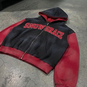 Sudadera con Capucha para Hombre Snow Grace, Forro Polar, Cierre Frontal con Cremallera, Logotipo, Corte Regular, Invierno, Casual, Rojo y Negro - Product Image 5