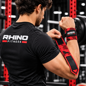 ผ้าพันข้อมือ RHINO FITNESS RF-1527 ผ้าฝ้าย สีแดงดำลายพราง แบบตีนตุ๊กแก สำหรับมือซ้าย รองรับข้อมือสำหรับยกน้ำหนักสำหรับผู้ใหญ่ - Product Image 3
