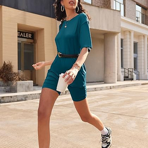 Women Casual Streetwear Oversized Tee and Biker Shorts <b>Matching</b> Set Fashion Summer Outfit - Product Image 4