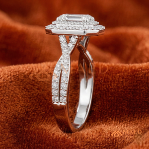 Radiant Cut Moissanite Double Halo Ring Silver Engagement Ring Women Bridal Jewelry <b>Gift</b> USA Elegant Fashion - Product Image 2