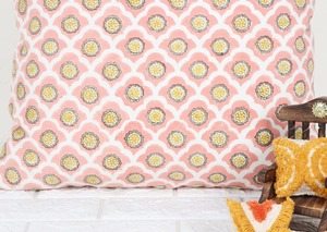 Boho Orange White Tufted Jaipuri Print Cushion Cover Indian Ethnic Decorative <b>Pillow</b> Cover for Sofa Home <b>Decor</b> - Product Image 2