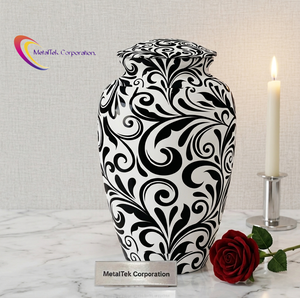 New Cremation Urns <b>for</b> Adults <b>Ashes</b> Eco-Friendly New Damask Design Memorial Decorative <b>Keepsake</b> Metal Container Funeral Urns Jar - Product Image 3