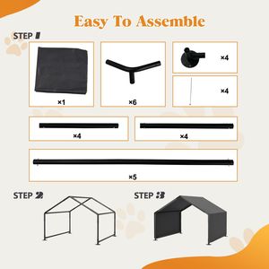 Tenda Portatile Grigia per Cani, Resistente all'Acqua, per Protezione in Giardino, Patio, Cortile e Casa - Product Image 5