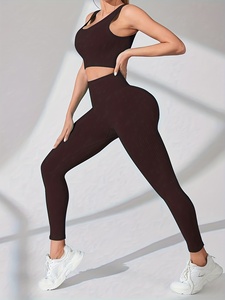 Conjunto Deportivo Informal para Mujer, Top Corto y Pantalones Cortos, Ropa Deportiva Transpirable para Yoga, Gimnasio, Ejercicio y Uso Diario - Product Image 1