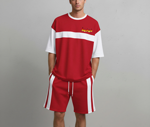 Vêtements de rue pour hommes 2026 – Tenue décontractée bicolore avec logo sérigraphié personnalisé – 100 % coton, streetwear écologique et anti-transpiration pour hommes - Product Image 1