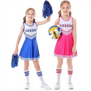 Ensemble d'uniformes de cheerleading pour enfants taille moyenne, sublimation, strass, entraînement, noir et rouge, polyester/spandex - Product Image 1
