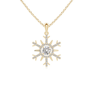 Pendentif halo de luxe classique en diamant de laboratoire taille flocon de neige, cadeau de mariage et de fiançailles, or 10K 14K 18K, argent 925 935 rhodié - Product Image 3