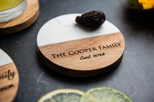 Handmade Wood And <b>Marble</b> Coaster <b>Set</b> NEHA ENTERPRISES Luxury <b>Coffee</b> Tea Cup Coasters for Dining <b>Table</b> - Product Image 1