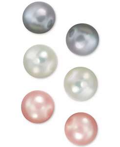 Perla d'acqua dolce coltivata (8mm) 3-Pc. Set orecchini a bottone in argento Sterling | Macacy's - Product Image 1