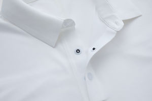 เสื้อโปโลแขนสั้นสีขาวสำหรับผู้ชาย ทรงปกติ สีพื้น ผ้าฝ้ายปิเก้ สไตล์ลำลอง - Product Image 5