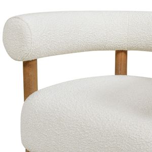 Poltrona Moderna Stile Mid-Century Fuji 37 Pollici con Braccioli a Cilindro in Bouclé Bianco Avorio per Soggiorno - Product Image 4