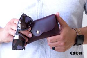 Étui à lunettes de luxe en cuir véritable, pochette fine faite à la main en cuir de vachette, étui de protection vintage pour lunettes de lecture LGC-0145 - Product Image 2