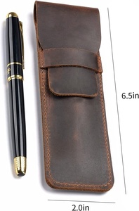 New Era NEO-PH Handmade Crazy Horse Leather <b>Pen</b> Case Large Brown Multi-<b>Pen</b> Pouch <b>Holder</b> Protective Sleeve Cover Custom Logo <b>Pens</b> - Product Image 2