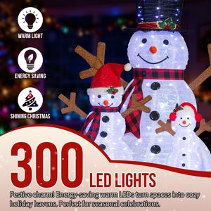 Set di 3 Decorazioni Natalizie da Giardino Pre-Illuminate USB e AC, Famiglia di Pupazzi di Neve 4FT 3FT 2FT con 270 LED Bianchi - Product Image 4