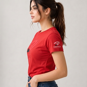 Camiseta de Algodón Transpirable para Mujer, con Estampado Puff, Diseño Gráfico Moderno, Corte Holgado Informal para Uso Diario - Product Image 3