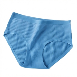Culottes mi-hautes pour femmes, en coton tricoté avec dentelle, respirantes, pour tous les jours, couleur unie, sous-vêtements, logo personnalisé - Product Image 6