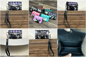 Monedero de Cuero Vacuno de Alta Calidad, Hecho a Mano, con Diseño a Cuadros, Elegante, Estilo Occidental, para Mujer, con Espacio para Llaves - Product Image 3