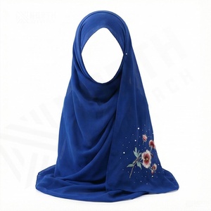 Voile musulman de haute qualité, nouveau châle hijab en mousseline de soie perlée respirant pour femme, brodé, long, doux et premium pour l'été - Product Image 6