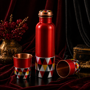 Traditional Meena Print Copper Bottle <b>Set</b> with Glasses Bulk <b>Gift</b> <b>Set</b> India - Product Image 6