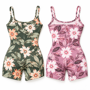 Custom Prints Spaghetti Strap <b>Bodysuits</b> Mini Romper Sleeveless Yoga Jumpsuit Slim Playsuit Flexible Tropical Trendy Ladies High - Product Image 3