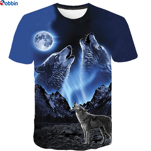 T-shirt à manches courtes pour hommes et femmes, impression par sublimation, décontracté, impression créative 3D, col rond, design graphique, motif loups - Product Image 5