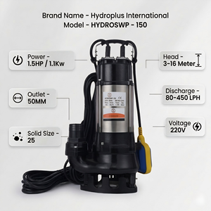 Hydroplus International 1.5HP Sewage <b>Submersible</b> <b>Pump</b> 50MM Outlet Heavy Duty Wastewater Drain <b>Pump</b> 220V For Industrial Uses - Product Image 2
