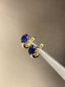 Blue Sapphire Sterling <b>Silver</b> Drop Earrings Bezel Setting Gold Plated September Birthstone Women's Jewelry for Party Occasions - Product Image 6
