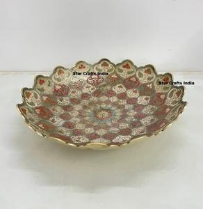 Tazón para servir ensalada con diseño decorativo impreso y grabado a mano, para catering, tazón para mezclar ensalada, tazón de latón para almacenar frutas. - Product Image 1