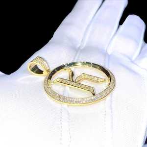 Colgante de Moissanita con Letra K Personalizada en Círculo, Chapado en Oro, Estilo Hip Hop, Plata de Ley 925, Joyería Fina, Colgantes y Dijes - Product Image 2