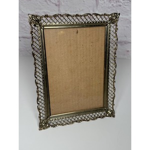 Rectangular Brass Photo <b>Frame</b> <b>with</b> Ornate Lattice Design Tabletop Fashionista modern style horn <b>frame</b> Attractive design - Product Image 5