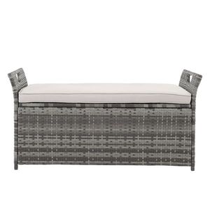 Iron Frame Patio Bench 106*52*46cm Gray Gradient Footstool Locker with Rattan Locker Can Accommodate - Product Image 1