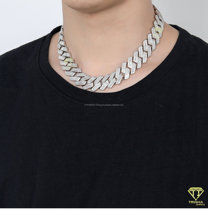 Custom Lock Necklace 18mm Cuban Link <b>Chain</b> with VVS Moissanite Diamonds in 925 Sterling Silver <b>Iced</b> <b>Out</b> Jewelry - Product Image 3