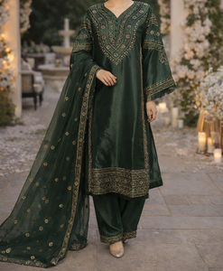 Elegante y Modesto Vestido Salwar Kameez para Mujer con Bordado Clásico - Product Image 1