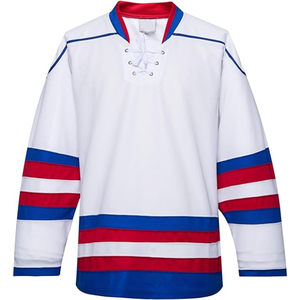 Maillot de hockey sur glace personnalisé par sublimation, nom et numéro brodés, manches longues, respirant, 100% polyester, tenue d'entraînement de hockey - Product Image 1