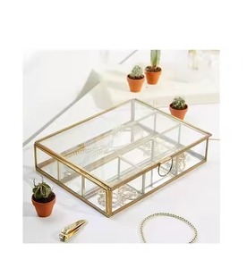 Crafted Metal Glass Jewelry Organizer Storage <b>Box</b> for Rings <b>Earrings</b> Necklace Gift Use - Product Image 2