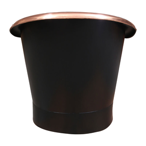 Bañera de Cobre Hecha a Mano con Tapa Enrollable, Interior de Cobre Pulido, Exterior Negro, Bañera de Lujo Independiente para el Hogar, Baño y Spa - Product Image 2