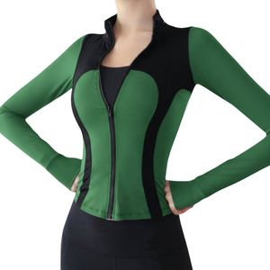 Chaqueta de yoga para mujer con ribetes blancos, cuello simulado, atlética, para gimnasio, con cremallera completa, ajuste ceñido, manga larga - Product Image 5