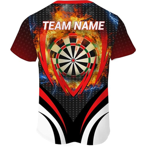 เสื้อดาร์ทพิมพ์ลาย 3 มิติ แบบกำหนดเอง แห้งเร็ว ระบายอากาศได้ดี ผลิตจากโพลีเอสเตอร์ 100% สำหรับทีมดาร์ท เสื้อเจอร์ซีย์กีฬาสำหรับทุกเพศ - Product Image 4