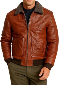 Chaqueta de cuero genuino estilo bomber para hombre de alta calidad y bajo precio, hecha en Pakistán. - Product Image 2