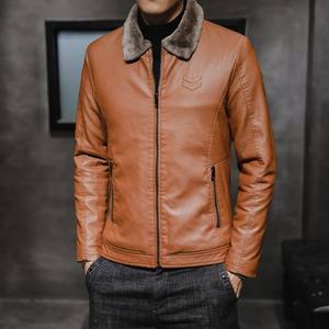 Nouvelle veste en cuir pour homme, coupe ajustée, col en fourrure, coupe-vent, chaude, de haute qualité, nouvelle arrivée hiver 2026 - Product Image 6