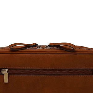 Trend Brown Microfiber Leather Travel Toiletry Bag with Zipper Closure and Mesh Interior for Men's Grooming Essentials - Product Image 4