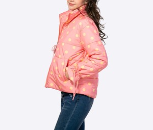 Custom Women's Polka Dot Stand Collar <b>Quilted</b> <b>Jacket</b> Zip-Up Drawstring Cuff Winter Padded Coat Manufacturer - Product Image 3