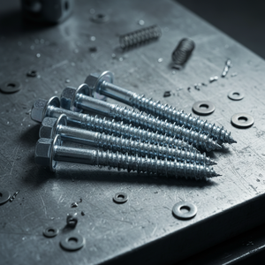 สกรูเกลียวปล่อยหัวหกเหลี่ยมภายนอก ปลายแหลม เหล็กกล้าคาร์บอนความแข็งแรงสูง คลาส 4 เกลียวหยาบสำหรับงานไม้ ขนาด 5-12 มม. เมตริก/นิ้ว สีขาว/เหลือง - Product Image 1