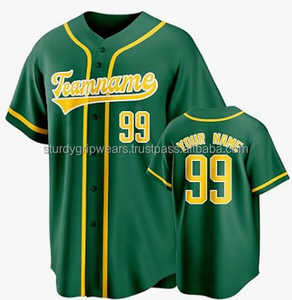 Maillot de baseball personnalisé OEM, col en V, entièrement boutonné, respirant, design cousu, impression par transfert thermique, 100% polyester, couleur personnalisée - Product Image 3